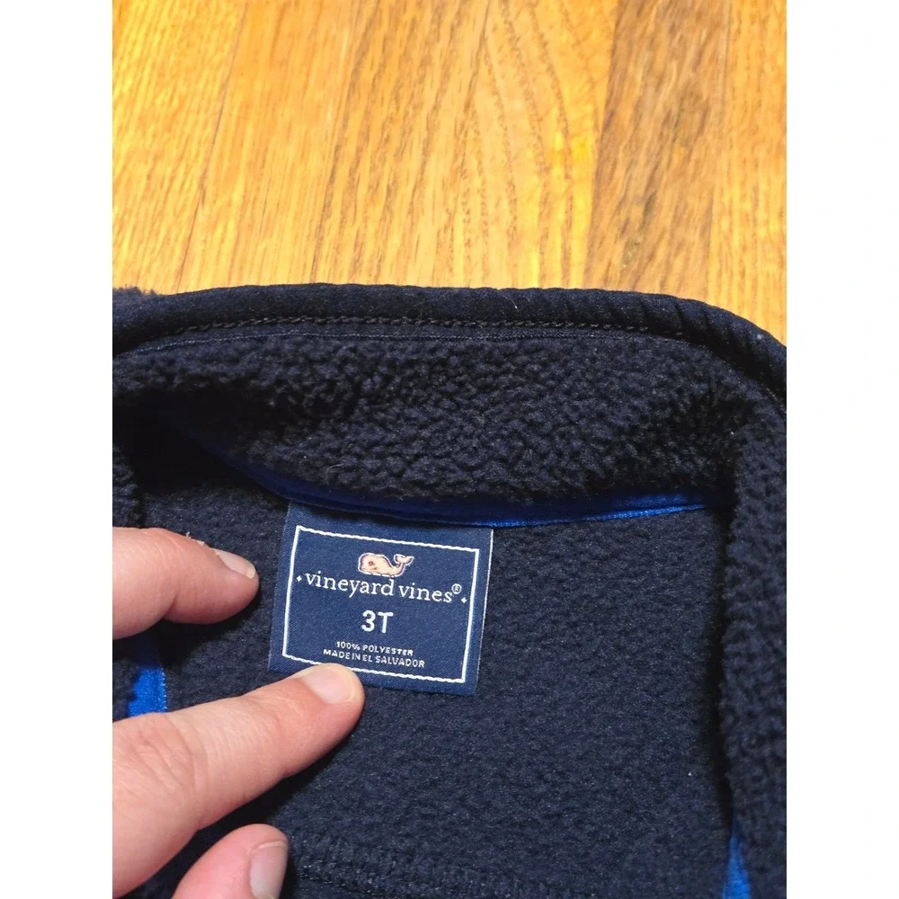 Vineyard Vines Boys 3T‎ Navy Blue Fleece Full Zip Whale Logo Sleeveless Vest